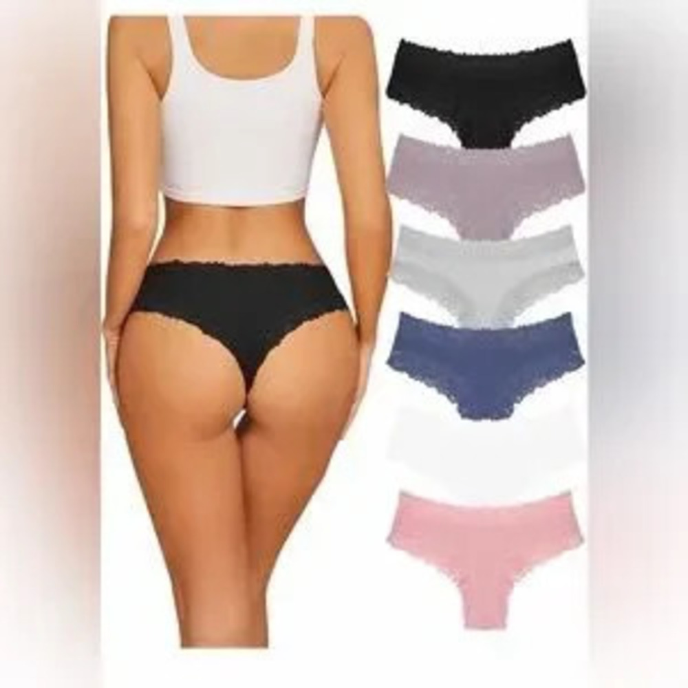 Sexy Lace Brazilian Panties Soft Breathable Cotton Bikini for Ladies 6 Pack